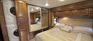 bedroom and laundry in an rv