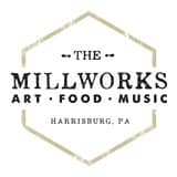 Black and white logo for The Millworks