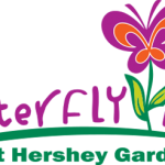 Colorful banner announcing the opening of the Butterfly House at Hershey Gardens!
